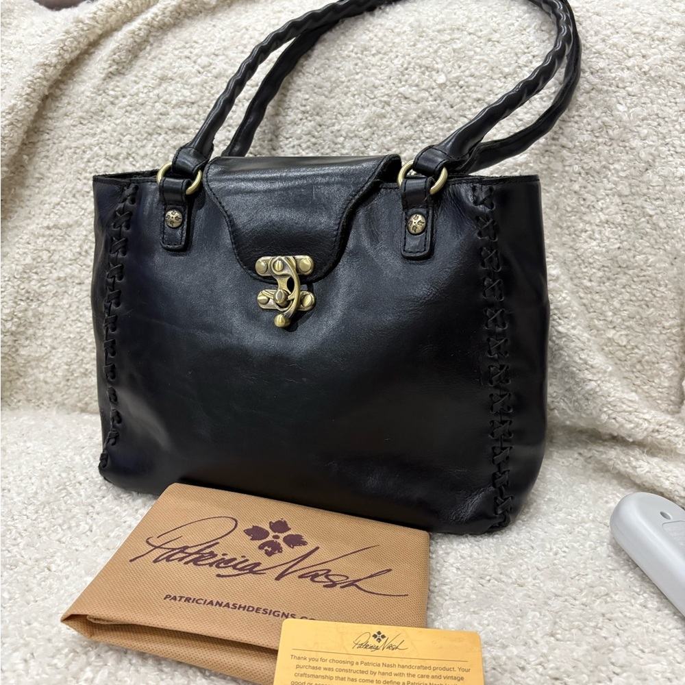 Patricia Nash Black Leather Shoulder Bag